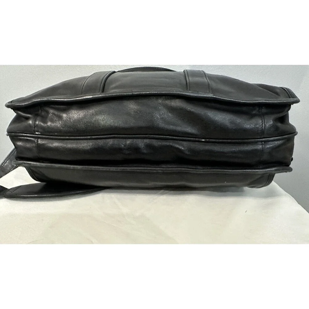 TUMI Black Leather Laptop Expandable Briefcase Pockets Shoulder Strap 9601D3